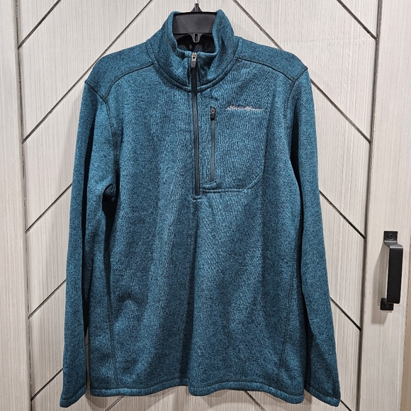 Eddie Bauer Men's Teal Quarter-Zip Jacket - Picture 1 of 3